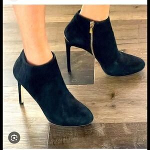 Michael Kors Black Ankle Booties with Gold Zipper